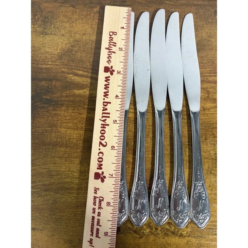 Antique WM Rogers Bros. Silverplated Dinner Knives Lot 5 Flatware 